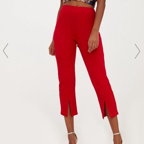 FRONT SPLIT STRAIGHT LEG PANTS - Picture 1 of 5